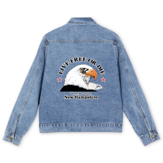 Discover 80s Live Free Or Die New Hampshire White Mountains Eagle 1985 Men's Denim Jackets