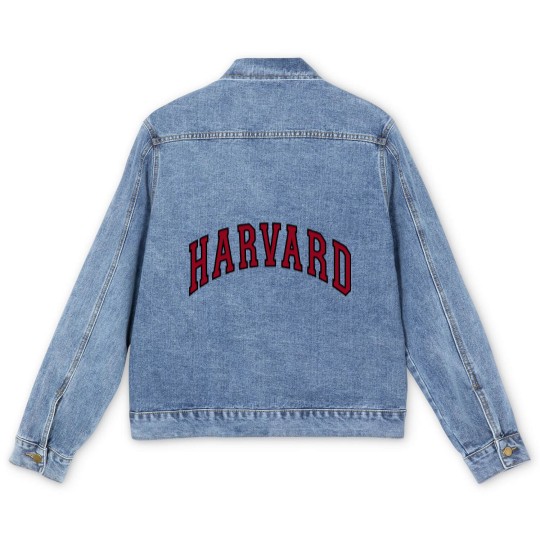 Discover Get Here Harvard University Men's Denim Jackets - Arched Block - Officially Licensed Men's Denim Jackets
