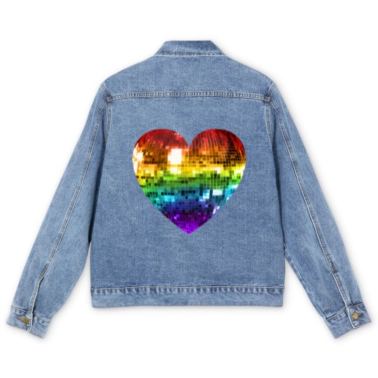 Discover Rainbow Disco Ball Heart  Classic Men's Denim Jackets