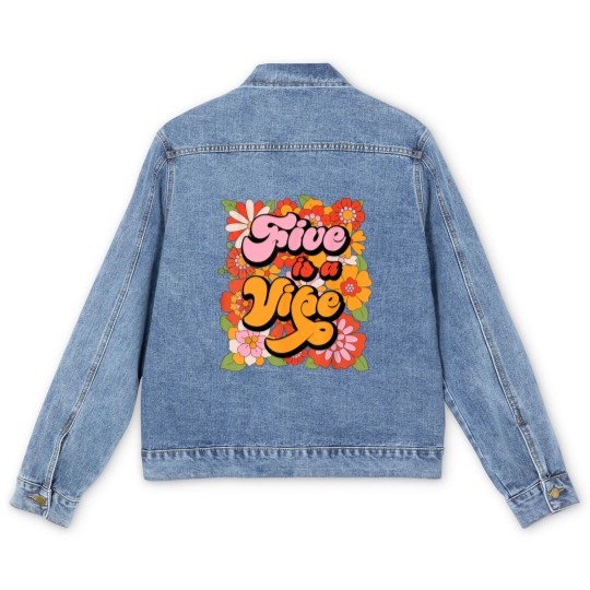 Discover Five is a Vibe 5th Birthday Party Men's Denim Jackets