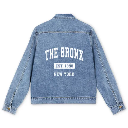 Discover The Bronx New York Ny Vintage Established Sports Design  Gift Men's Denim Jackets