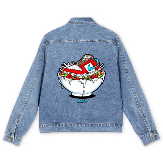 Discover Fruity Pebbles Dunk Sneaker Match Red Fruity Pebbles Bowl3 Men's Denim Jackets