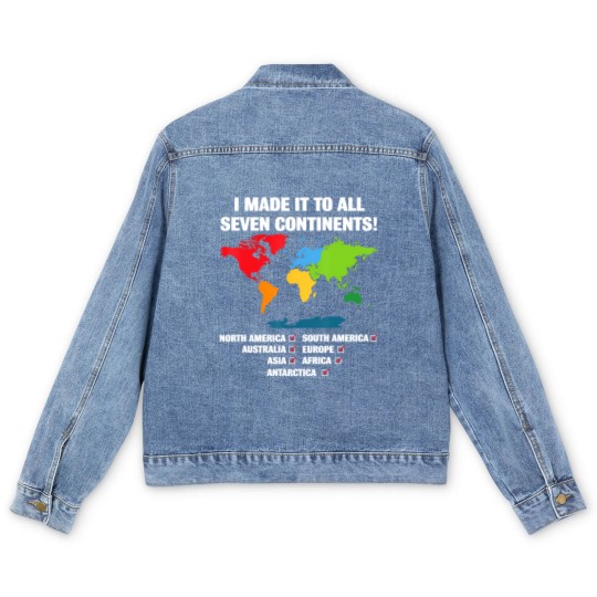 Discover world traveler seven continents 7 continents club white Men's Denim Jackets