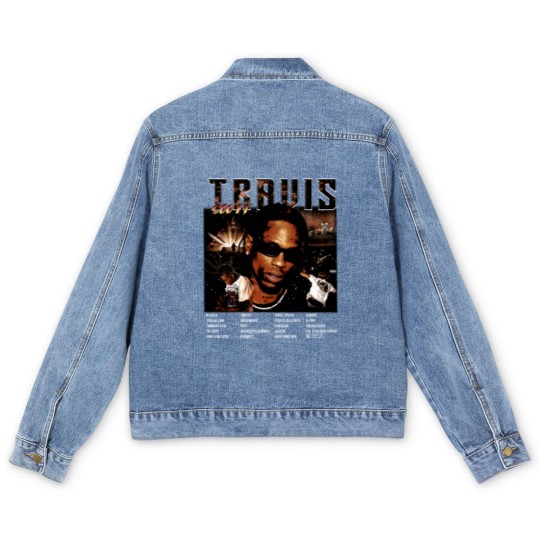 Discover Travis Scot Utopia Tracklist Men's Denim Jackets, Vintage Travis Utopia Men's Denim Jackets