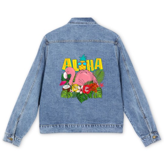 Discover Aloha Hawaii Men's Denim Jackets Hawaiian Flamingo Kids Teen Men's Denim Jackets