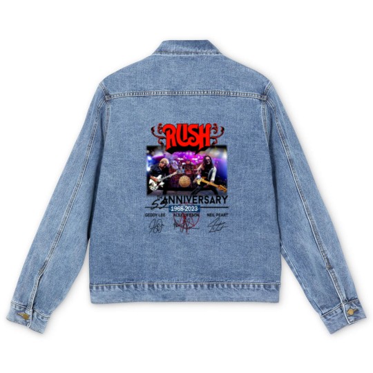 Discover New 55 Years RUSH Band 1968-2023 Signatures Men's Denim Jackets