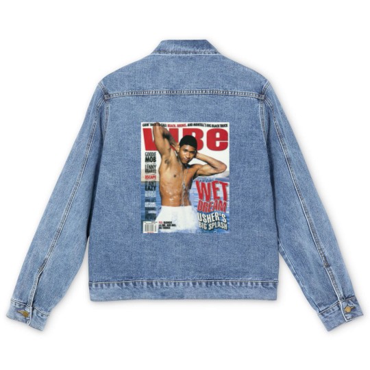 Discover Usher Cover Men's Denim Jackets, Usher Album Men's Denim Jackets, Retro Usher Men's Denim Jackets