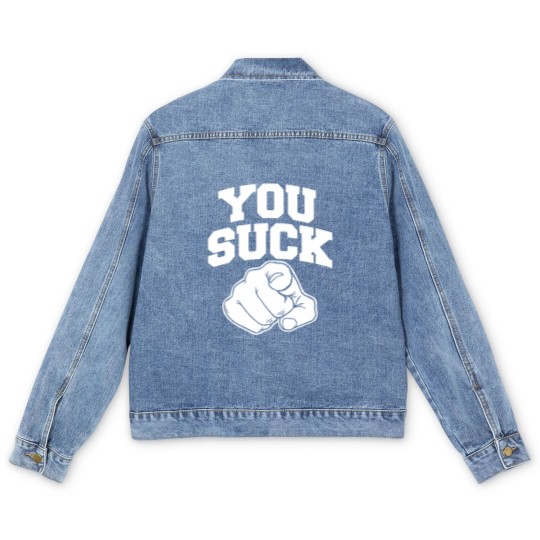 Discover you suck Men's Denim Jackets