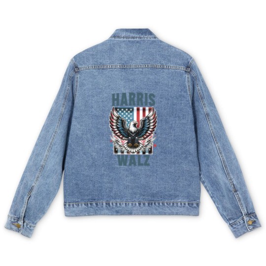 Discover Harris Walz Men's Denim Jackets, Kamala Harris Walz 2024 Men's Denim Jackets, Madam President Men's Denim Jackets
