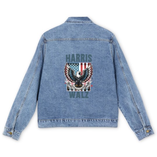 Discover Harris Walz Men's Denim Jackets, Kamala Harris Walz 2024 Men's Denim Jackets, Madam President Men's Denim Jackets