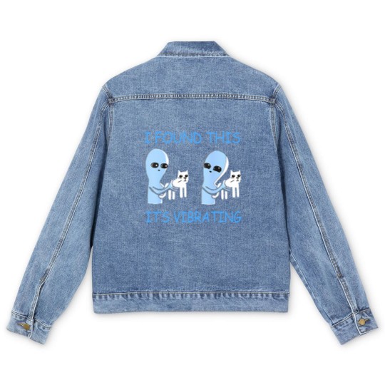 Discover i found this it's vibrating funny aliens cats Men's Denim Jackets