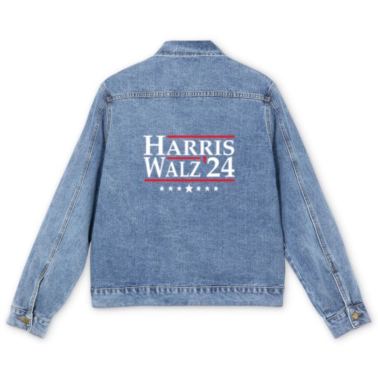 Discover Harris Walz 2024 Men's Denim Jackets | Vote Kamala Men's Denim Jackets | Men's Denim Jackets | Men's Denim Jackets