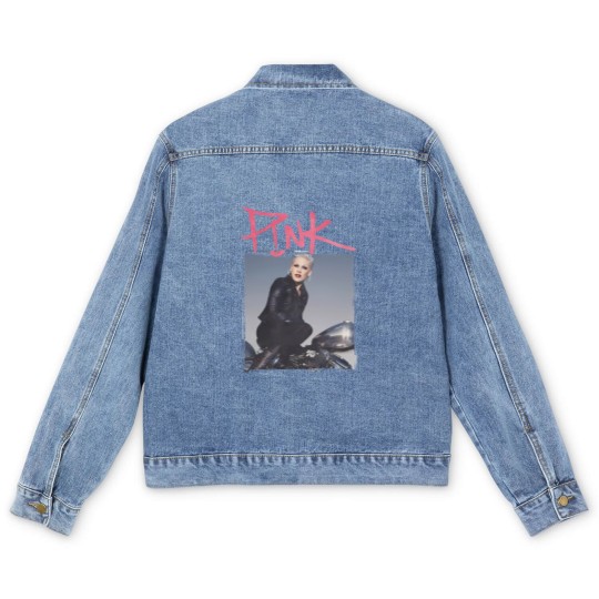 Discover Pink P!nk Bootleg Vintage Men's Denim Jackets, Pink Singer Merch Men's Denim Jackets, Pink On Tour Graphic Men's Denim Jackets