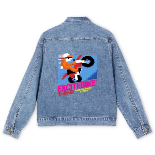 Discover NES Excitebike Transparent Men's Denim Jackets
