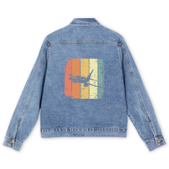 Discover Airplane Vintage Passenger Airplane Men's Denim Jackets