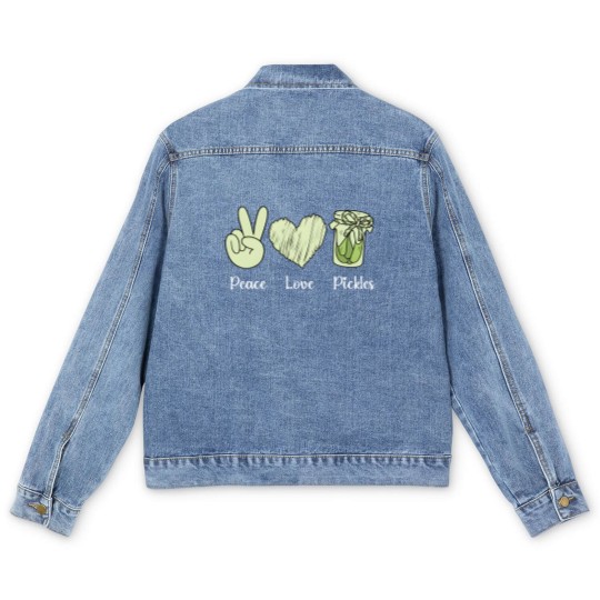 Discover Funny Pickle Men's Denim Jackets, Peace Love Pickles Men's Denim Jackets