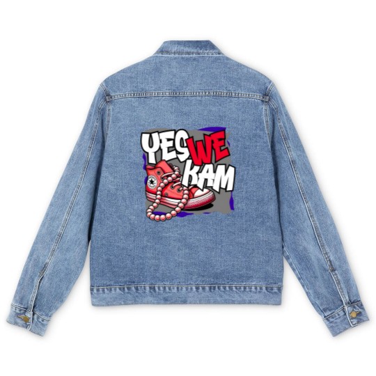 Discover Kamala Harris , Yes We Kam, red white and blue, Men's Denim Jackets