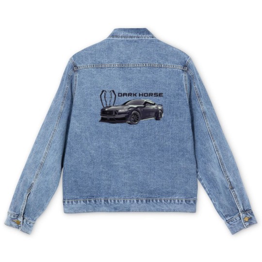 Discover dark horse Mustang GT 5.0L V8 coyote engine Perf Men's Denim Jackets