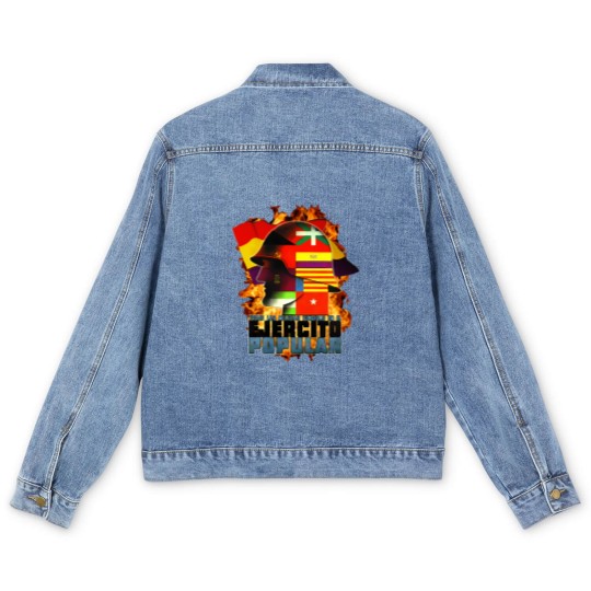 Discover Brigadas Internacionales No Pasaran Spanish Civil warr Red Star Raised Fist Revolution 3836 Men's Denim Jackets