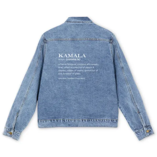 Discover Kamala Harris 2024 Election Men's Denim Jackets - Coconut Tree Men's Denim Jackets - Kamala Rally