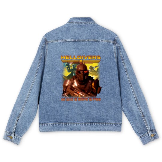 Discover Helldivers Vintage 90s Men's Denim Jackets, Helldivers 2 Men's Denim Jackets, Helldivers Vintage Men's Denim Jackets