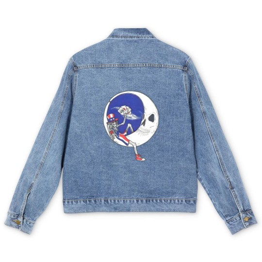 Discover grateful company dead, grateful music dead, grateful band dead, grateful skull dead, grateful jerry dead garcia, grateful retro dead, grateful art dead, grateful funny dead, grateful vintages dead, bear, logo, trendings, cute christmas, meme Men's Denim Jackets