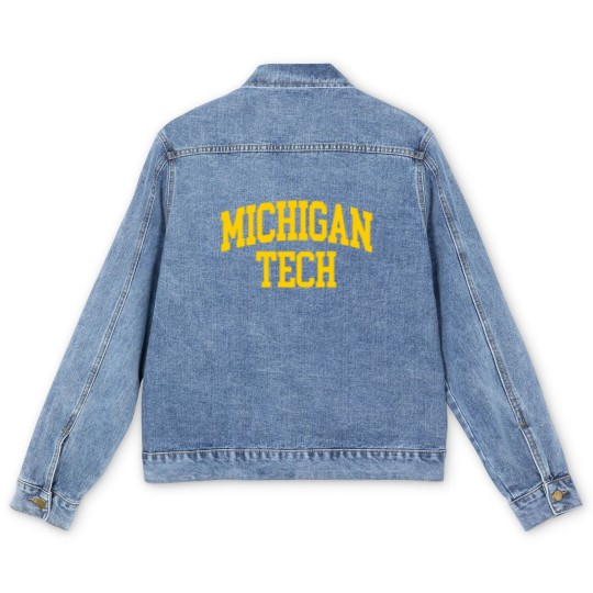 Discover michigan tech - college font curved Men's Denim Jackets