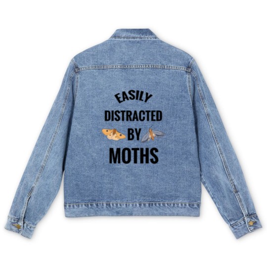 Discover Easily Distracted By Moths | Moth Lover Gift Moon Men's Denim Jackets