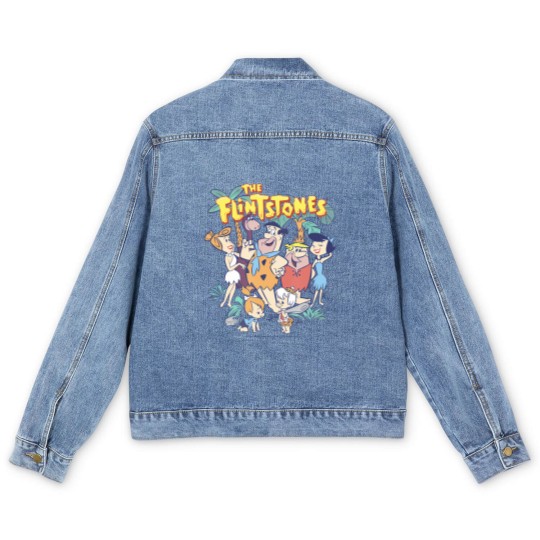 Discover the flintstones the rubbles happy families vintage shot Men's Denim Jackets