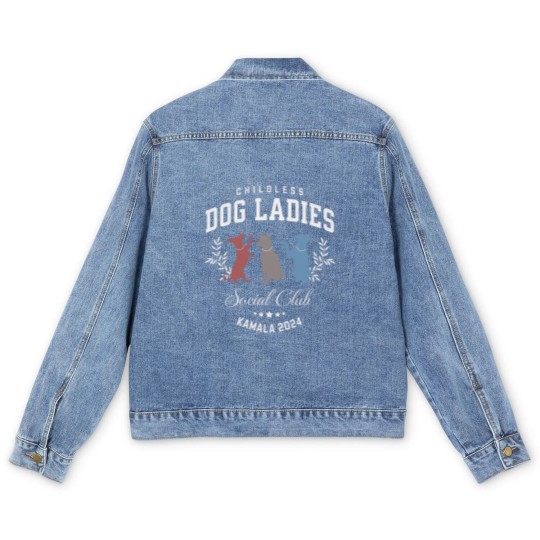 Discover Childless Dog Lady Kamala Men's Denim Jackets, Kamala Harris President 2024 Men's Denim Jackets