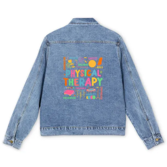 Discover Physical Therapy Men's Denim Jackets, Physical Therapist Men's Denim Jackets, Doctor Physical Therapist Men's Denim Jackets