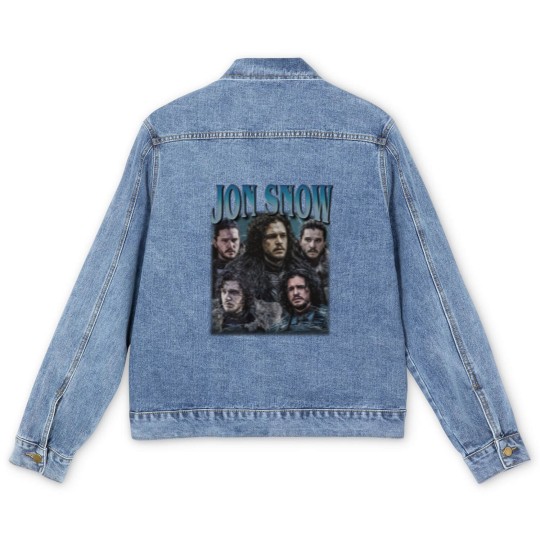 Discover Jon Snow Vintage Graphic 90s Men's Denim Jackets, Jon Snow Men's Denim Jackets, Jon Snow Rock Style Bootleg Men's Denim Jackets, Custom Photo Men's Denim Jackets