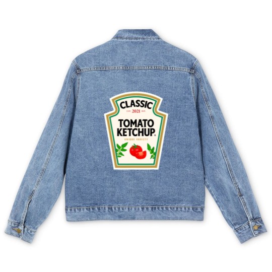 Discover Ketchup Halloween Costume Tomato Matching Halloween Ketchup Men's Denim Jackets