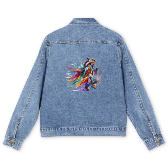 Discover Native American Grass Dancer Men's Denim Jackets