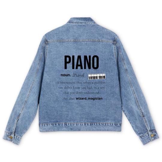 Discover Piano Piano Music Gift Wings Digital Piano Men's Denim Jackets