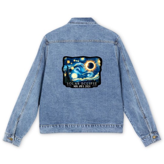 Discover Vintage American Totality Starry Night Eclipse Solar 2024 Men's Denim Jackets