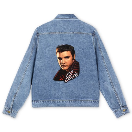 Discover Vintage Elvis Presley Men's Denim Jackets 90s Band Men's Denim Jackets Big Face Grail