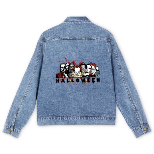 Discover Halloween Horror Men's Denim Jackets, Halloween Horror Movie Men's Denim Jackets, Scary Halloween Men's Denim Jackets