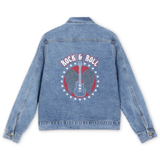 Discover Rock and Roll Rock 'n Roll Music Concert Men's Denim Jackets