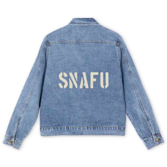 Discover SNAFU Funny Military Slang Design Stencil look le Men's Denim Jackets
