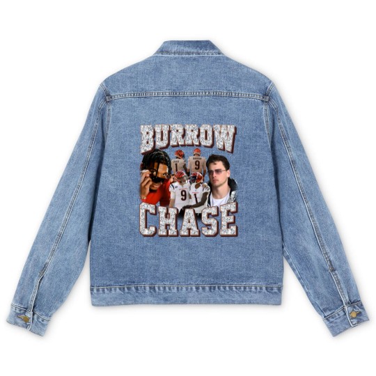 Discover Ja'Marr Chase Joe Burrow Men's Denim Jackets, Ja'Marr Chase Joe Burrow Vintage Men's Denim Jackets,  chase burrow Men's Denim Jackets