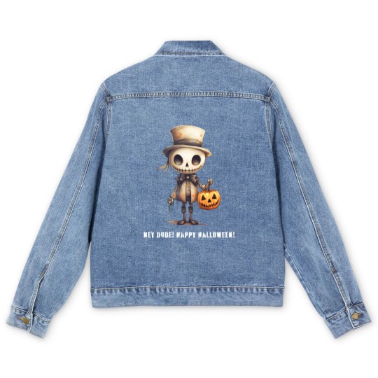 Discover Halloween Skeleton Men's Denim Jackets, Halloween Men's Denim Jackets, Skeleton Men's Denim Jackets, Cute Halloween Men's Denim Jackets, Halloween Pumpkin, Halloween Men's Denim Jackets, Halloween Crewneck