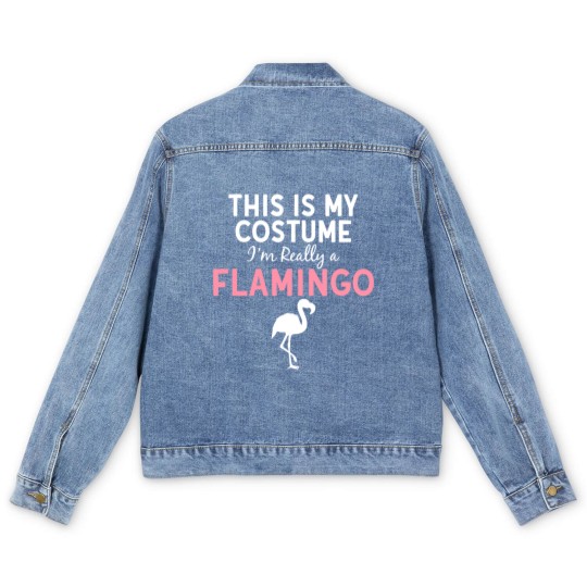 Discover Pink Flamingo This Is My Costume Im a Flamingo Halloween Funny Costume 578 Flamingos Men's Denim Jackets