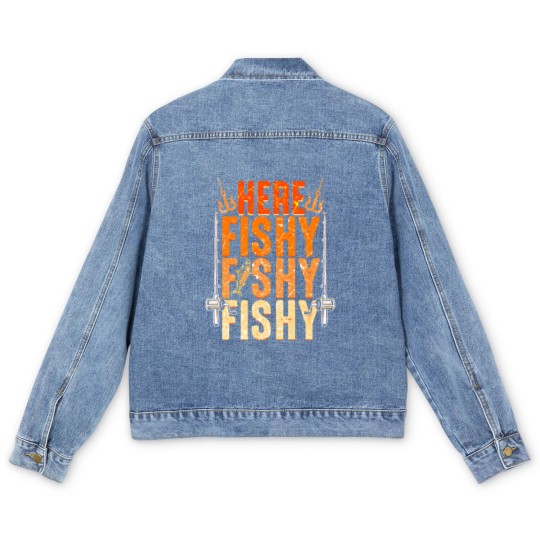Discover Fishing Funny Fishing Men's Denim Jackets