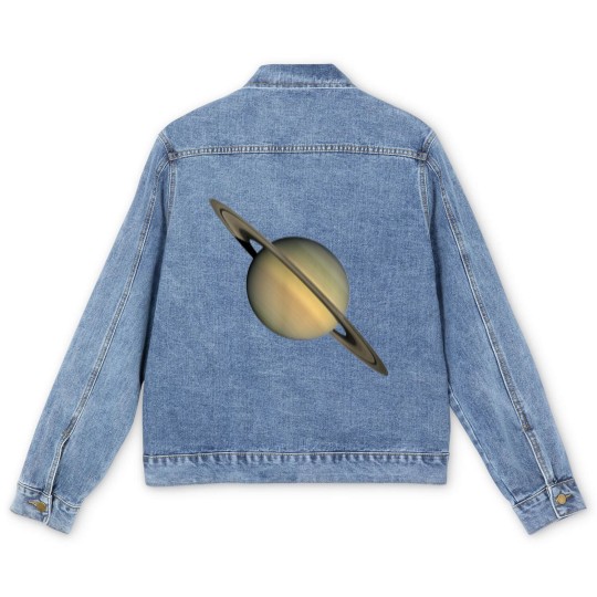 Discover Saturn Print Cool Space Men's Denim Jackets