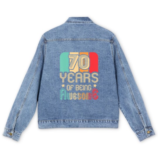 Discover 70 years of being awesome 70 years old 70th birthday Men's Denim Jackets