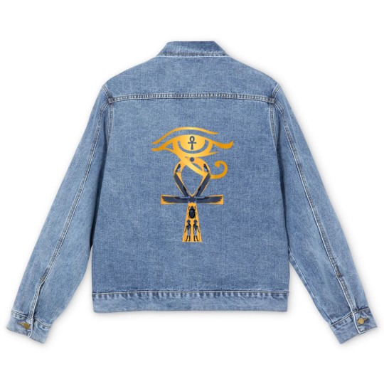 Discover Ancient Egypt God Eye of Horus Ankh Egyptian Symbol Men's Denim Jackets