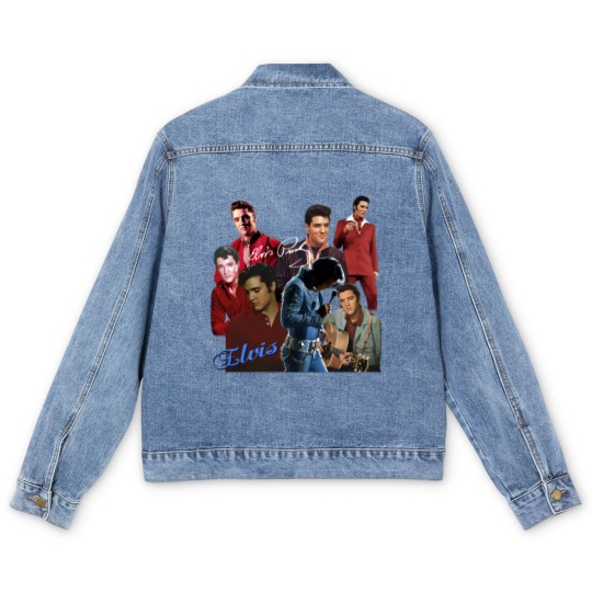Discover Inspired Elvis Presley Graphic Signature T- Men's Denim Jackets Gift For Fan