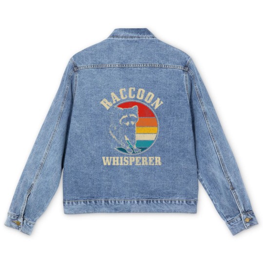 Discover Cats Raccoon Whisperer Vintage Retro Racoon Street Cat Men's Denim Jackets