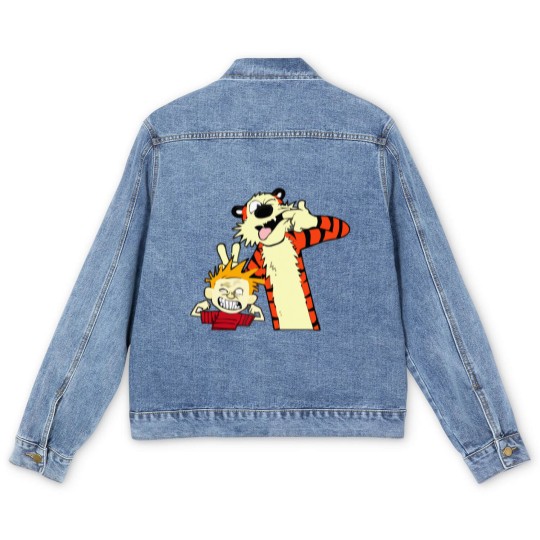 Discover calvin and hobbes, calvin and hobbes logo, calvin and hobbes merch, calvin and hobbes cartoon Men's Denim Jackets